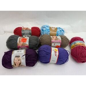 Mixed Yarn Lot Various  Skeins Worsted Chunky Weight Vanna's Patons And More
